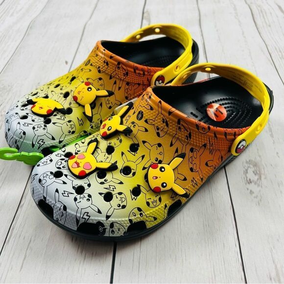 CROCS Shoes - CROCS X Pokemon Pikachu Classic Clog w/ Jibbitz Mens Size 9 Womens Size 11
